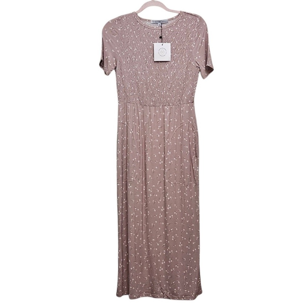 The Main Street Exchange Midi Dress XS Bamboo Ditsy Floral Smocked‎ Modest Boho